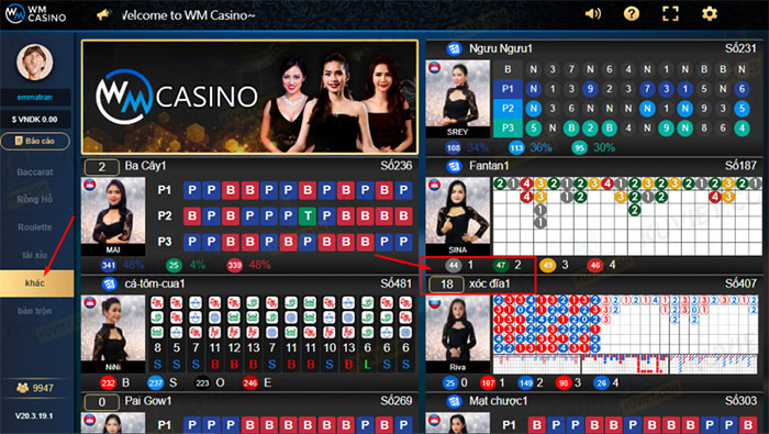 Các trò chơi đa dạng ở WM Casino